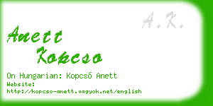 anett kopcso business card